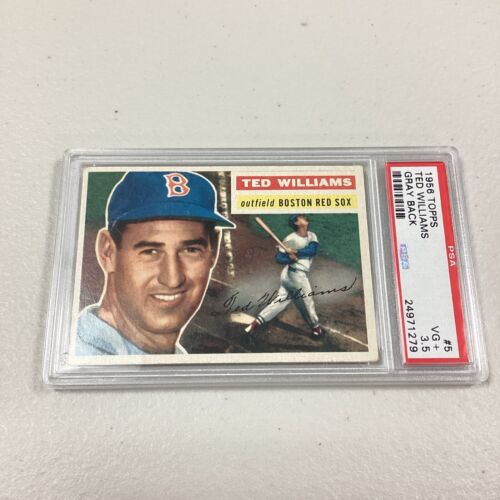 1956 Topps #5 Ted Williams Gray Back HOF Boston Red Sox PSA 3.5 VG+ - Picture 1 of 3