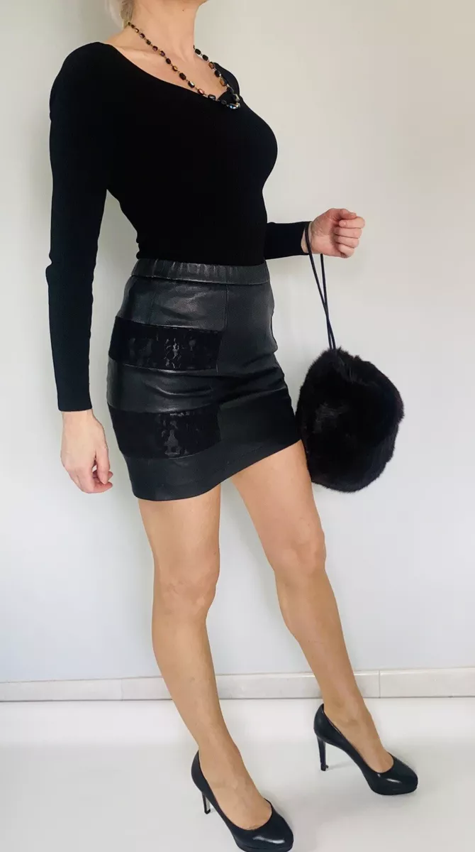 Jupe en top cuir dentelle