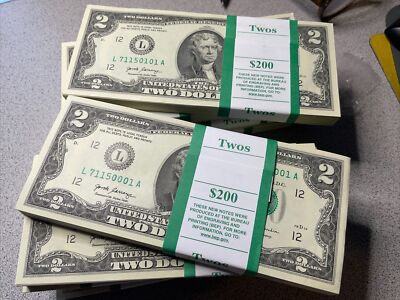NEW 2017-A Two Dollar $2 Bill Pack of 100 notes ( SAN FRANCISCO  L ) Series WOW