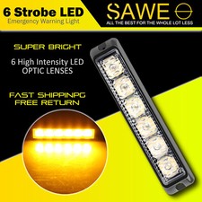 1 X Amber 6 Led Truck Car Atv Utv Warning Hazard Flash Strobe Lights 1 X Amber 6 Led Truck Car Atv Utv Warning Hazard Flash Strobe Lights