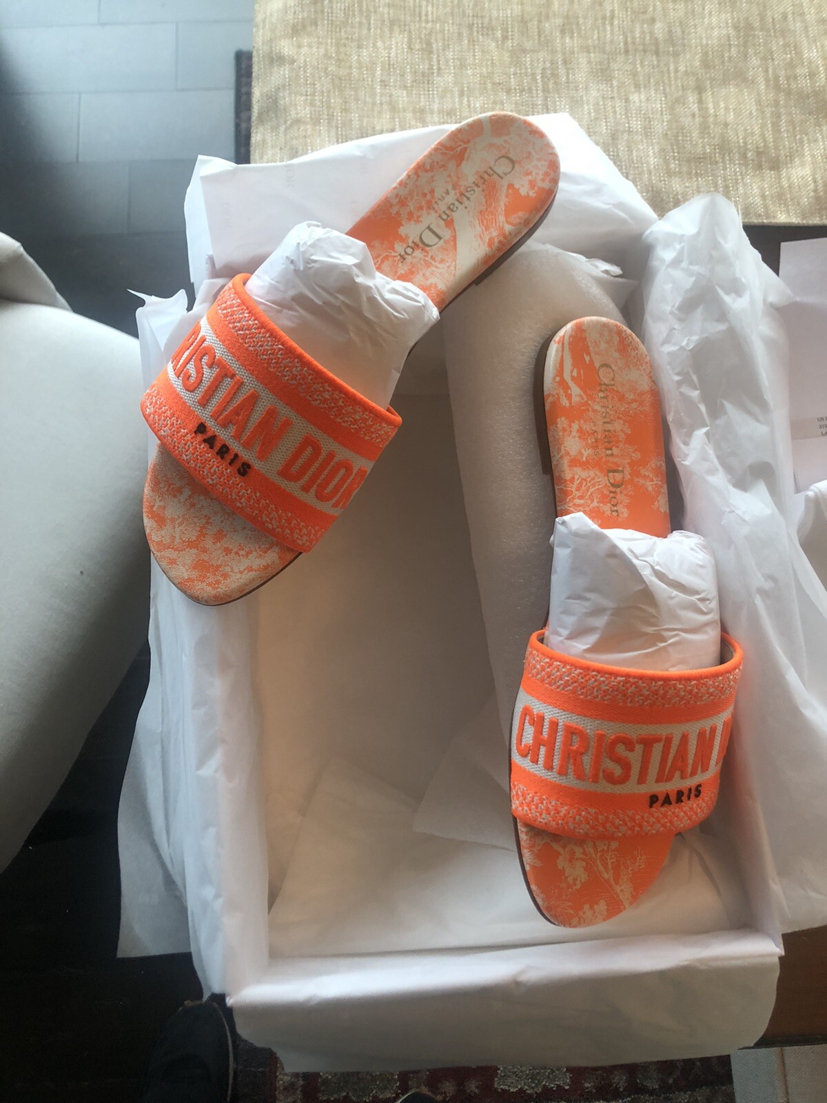 CHRISTIAN DIOR DWAY ORANGE SLIDES SANDALS SIZE US 6.5/EU 36.5 (WOMENS) |  eBay