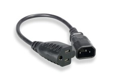 NEMA 5-15R To C14 Power Cord Adapter 18 AWG Rating For PDU - 1 FT Long