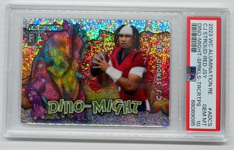 CJ Stroud Wild Card Alumination Rookie Edition Dino-Might #ADCS Red Jersey-Sparkles-Triceratops