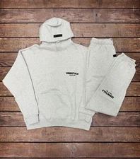 NEW Fear of God Essentials Set Hoodie & Sweatpants Light Oatmeal Size XXS-XL