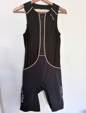 ORCA Black/White Sleeveless Cycling Skinsuit 1/2 Zip Padded Breathable
