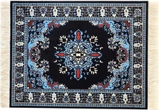 Beautiful Oriental Rug Style Mousepad, Navy Miniature Carpet Blue, White 