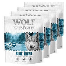 Economy Pack: 4 x 1kg Wolf of Wilderness Adult "Blue River" Salmon - Grain-Free