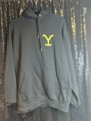Yellowstone Dutton Ranch Hoodie Mens Large Black Pullover Fleece TV Show Promo