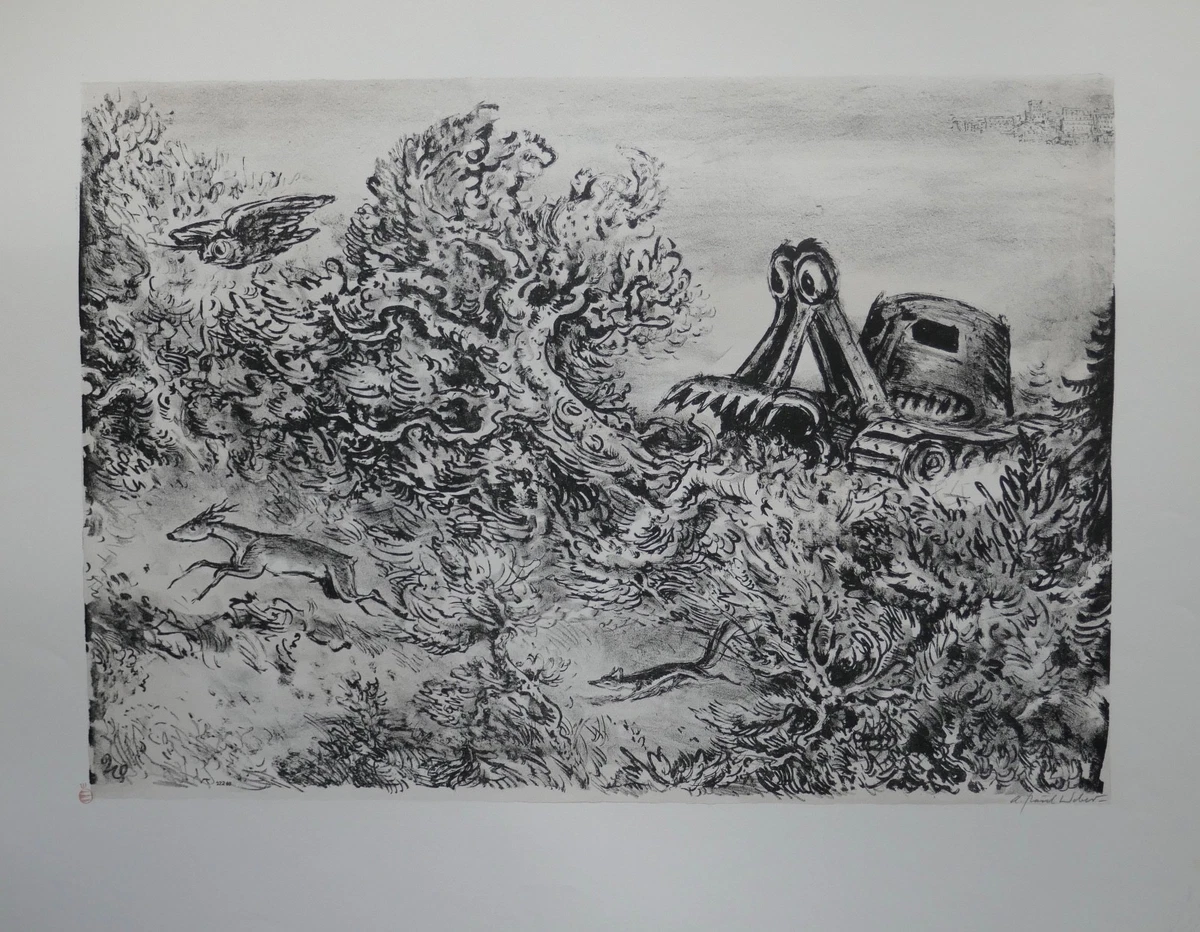 A. Paul Weber, Original Lithographie 1963, signiert, Der Fortschritt