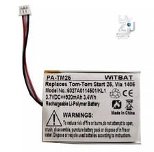 3.7V 920mAh Replacement Battery for TomTom Start 25 KL1 GPS 6027A0114501 New