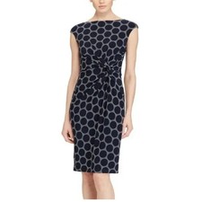 Lauren Ralph Lauren Lighthouse Navy Colonial Cream Boatneck Dress Sz 4 Preppy