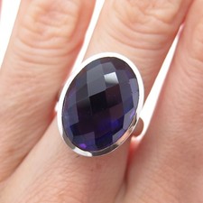 925 Sterling Silver Vintage Real Amethyst Ring Size 6.75