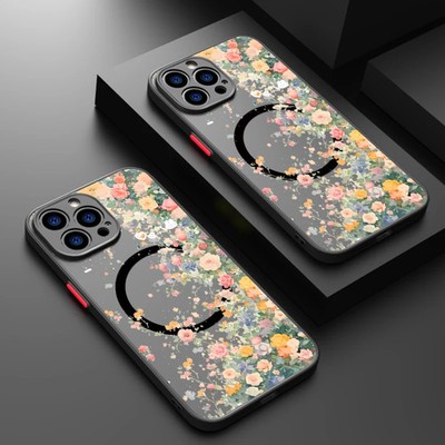 Romantische Blumen Magnet Hülle für iPhone 17 16 15 14 13 Pro Max Air 17e - MagSafe