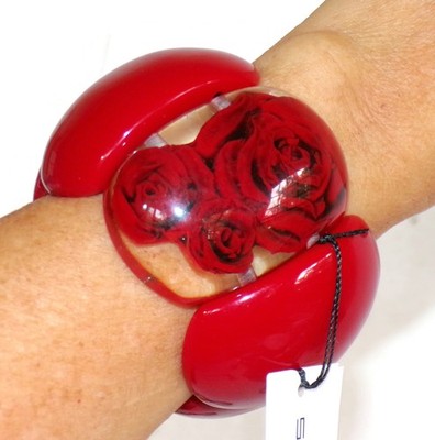 Sobral Rosas Serena Realistic 3 Red Roses Statement Artist Made Bracelet