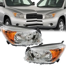 For 2006-2008 Toyota Rav4 Headlights Lamps Set Lh Rh Chromeamber Replacement Ca For 2006-2008 Toyota Rav4 Headlights Lamps Set Lh Rh Chromeamber Replacement Ca