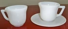 VTG Hazel Atlas LITTLE HOSTESS 2 Child's Tea Cups & 1 Saucer White Milk Glass EX