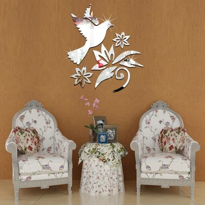 Paix Colombe Pigeon Fleurs Olive Branches Modèles Stickers Muraux DIY 3D - Photo 1/4