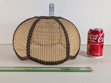 Octagonal beige and brown retro rattan/wicker ceiling shade vintage