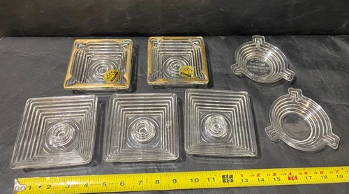 vintage Anchor Hocking ashtray candle holder lot ribbed glass w/ 22k gold glass