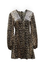 Ganni Blakely Leopard Print Mini Dress In Brown Silk Blend Women Multicolor Xs