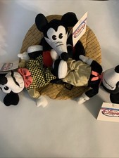 Mickey Mouse Classic Comic Bean Bag Set 8" Set of 3 Plush in a Hat Disney Store