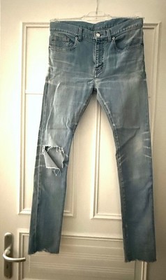 Balenciaga FW17 Wash Crushed Cut Stretch Skinny Denim Unisex Size 28