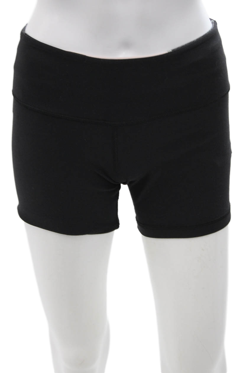 Lululemon Unisex Black Biker Shorts Nylon Solid Size 4-image