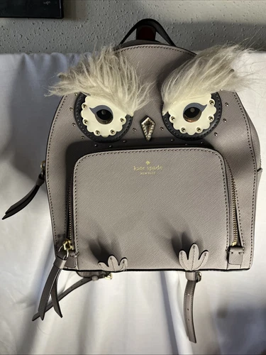 Zaino carino KATE SPADE gufo tomi stella pelle brillante autentico nuovo senza etichette