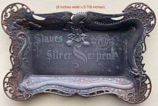 DENVER COLORADO 1897 SLAVES OF THE SILVER SERPENT METAL TRAY DRAGON SNAKE RARE!!
