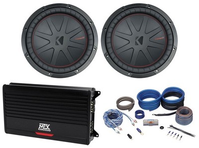 (2) KICKER 48CWR124 CompR 1000w 12'' Subwoofers+MTX THUNDER1000.1 Mono Amplifier