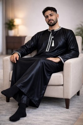 Qamis Herren Premium schwarz oder weiß - Polyester - Größe 52 bis 60