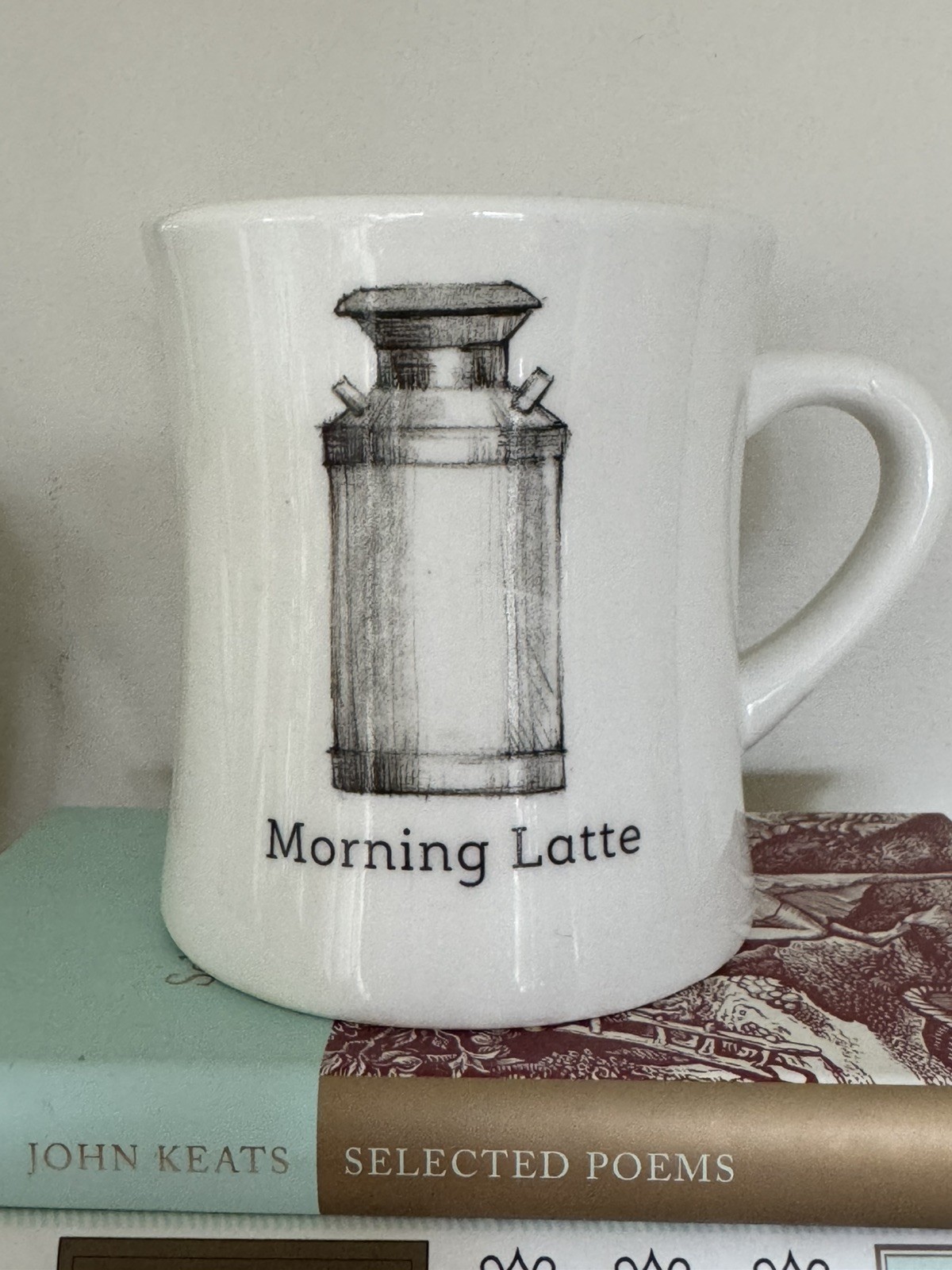 Avery Tillmon Cream Coffee Tea Mug Cup “Morning Latte” Milk Can