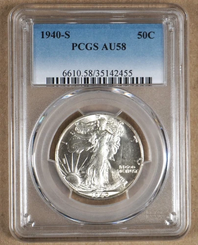 1940-S WALKING LIBERTY HALF DOLLAR PCGS AU58 142455