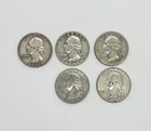 4- 1964 D, 1- 1962 D Washington Quarters Circulated 90% Silver 25C