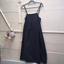 ASOS Uk 12 Dark Denim Heavyweight Adjustable Straps Midaxi Dress Spring Autumn