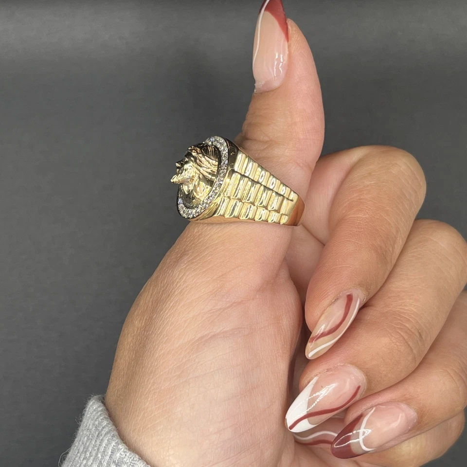 Мужское кольцо с лицом Иисуса с бриллиантом общим весом 1/2 карата - Изображение 3 из 4