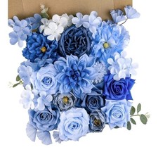 New Artificial Flowers for Home Decorations Blue Silk Fake Bulk Boxed Set Peony