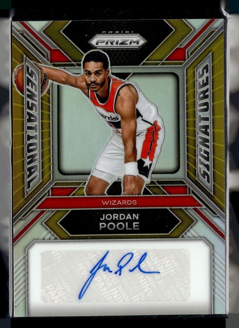 2023-24 PRIZM GOLD SENSATIONAL 9/10 AUTO JORDAN POOLE WIZARDS