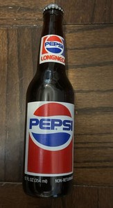 Vintage Pepsi Long Neck Bottle 12oz Clear Glass 1990s FULL