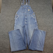 Vintage Carhartt Bib Overalls Mens 36x36 Blue Denim Workwear 100 Years 1889 1989