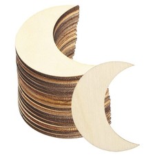 2"x0.8" Wooden Moon, 100 Pack Unfinished Wood Moon Blank Wooden Cutouts