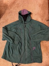 Vintage 90s Nike Green & Purple Full-Zip Hooded Windbreaker Jacket Size Large