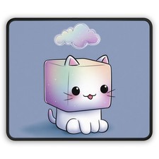 Kawaii Rainbow Cube Cat Gaming Mouse Pad Cute Pastel Cloud