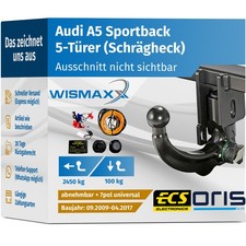 ANHÄNGERKUPPLUNG für Audi A5 Sportback 8TA 09-17 ve. abnehmbar ORIS +7pol E-Satz