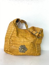 Fiorelli Yellow Faux Croc Shoulder Bag Slouch Style Brass Hardware UK M