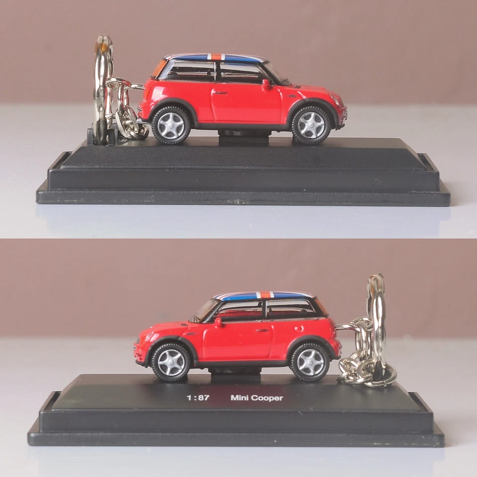 M & S / High Speed, Mini Cooper Keyring, 1:76 Scale, Union Jack, + Display Case - Image 2 of 4