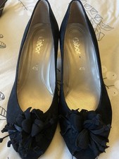 GABOR 'Moonlight' 4.5 ~ Black Suede Peep-Toe Ladies Court Shoes ~ Once worn