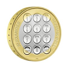 2022 U.K. 2 Pound Alexander Graham Bell 24 gram Proof Silver Gilt Coin OGP