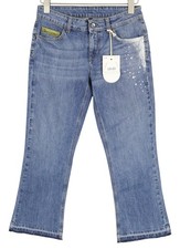 LIU JO Fly Women's Jeans W28 Blue Patterned Bootcut Washed Ankle Fit *