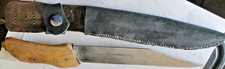 VINTAGE HAND FORGED BOWIE KNIFE, 7.5" BLADE, 4.3"ELK HORN HANDLE, LEATHER SHEATH